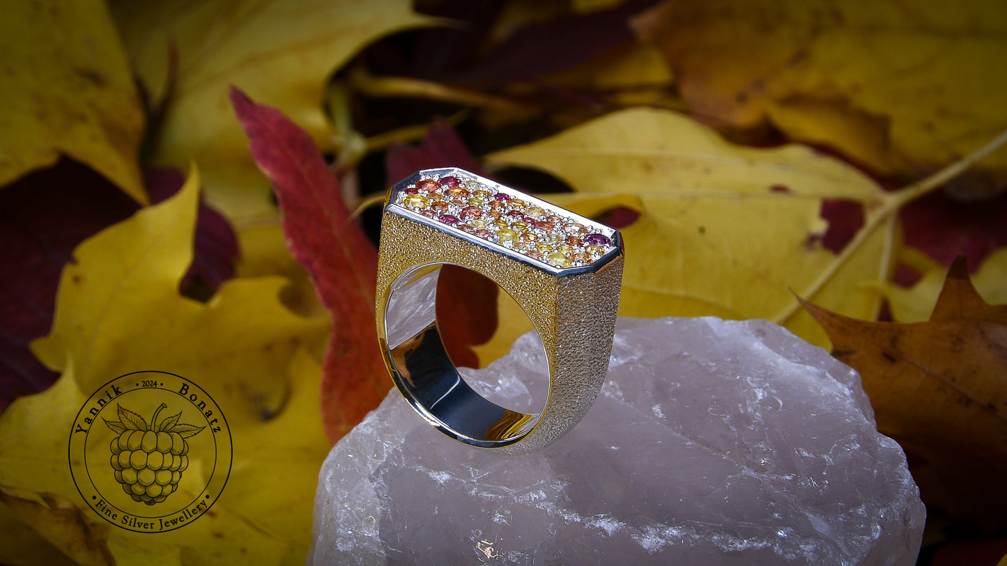Silber Ring "Herbst" 935 mit Saphiren