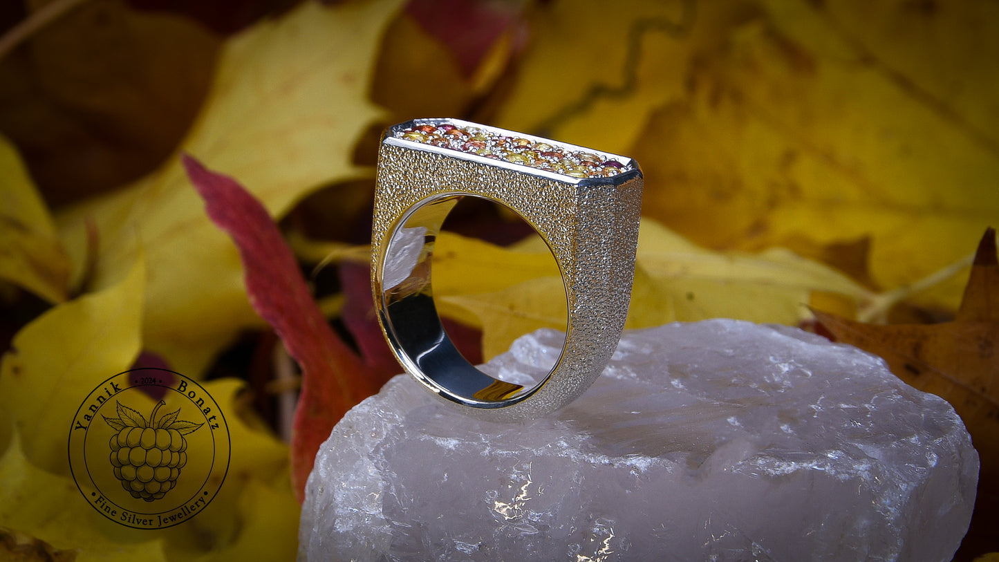 Silber Ring "Herbst" 935 mit Saphiren