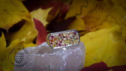 Silber Ring "Herbst" 935 mit Saphiren